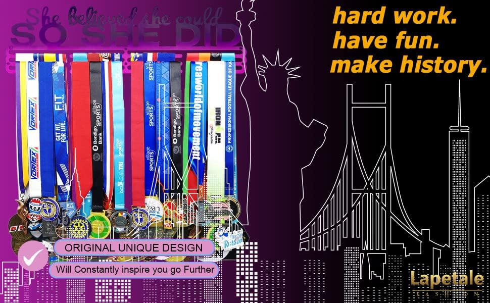 Sports Medal Holder - 16" Wall Rack for Awards & Ribbons | Easy Installation for Gymnastics, Soccer, Softball