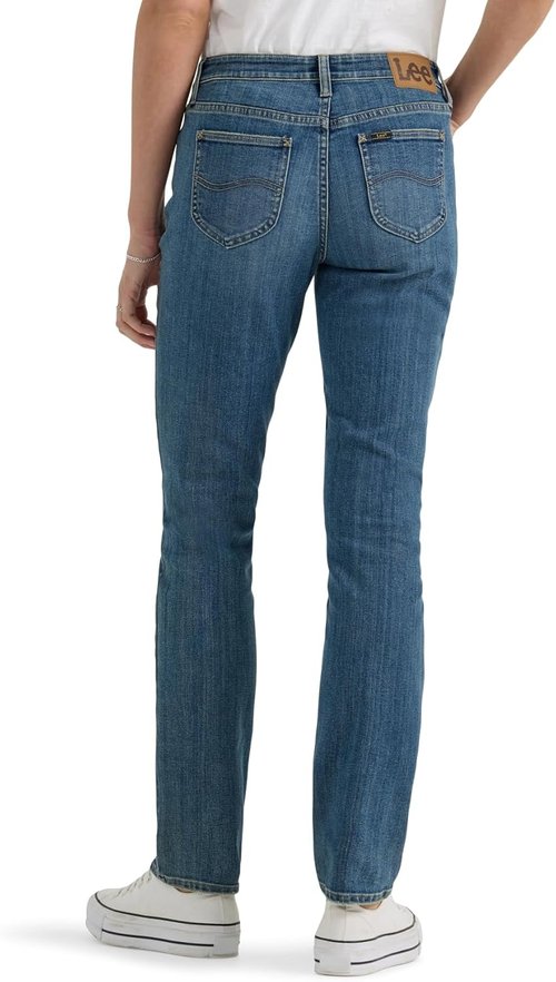 Lee Women's Legendary Mid Rise Straight Leg Jeans - Comfortable Fit | Classic Blue Denim