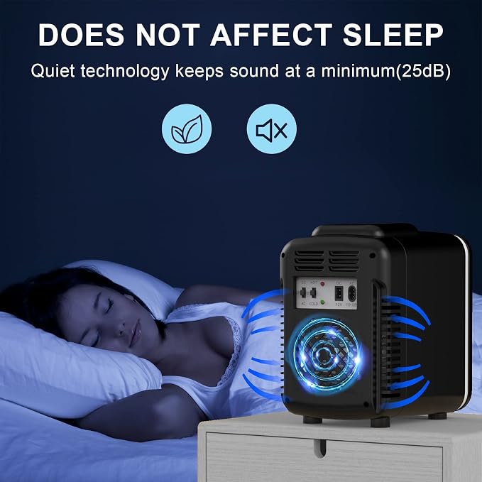 Mini Fridge for Bedroom, 4 Litre/6 Cans Portable Mini Refrigerator with AC/DC Power for Office, Dorm and Car, Thermoelectric Electric Cooler & Warmer Skincare Fridge for Drinks, Food, Cosmetics