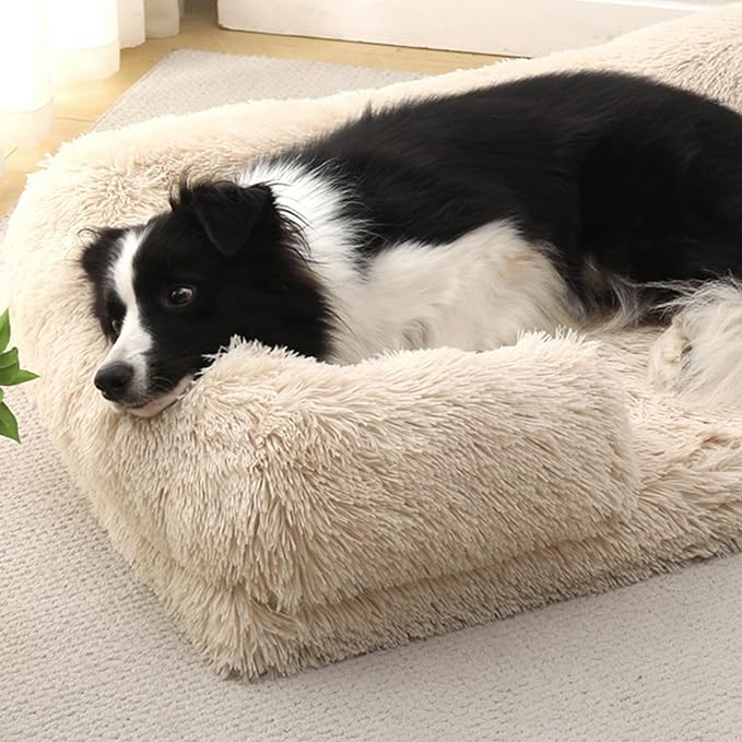 Dog Beds Medium Large Size Dog, Calming Dog Bed with Removable Washable Cover, Waterproof Lining and Nonskid Bottom(Bright Pink,L)