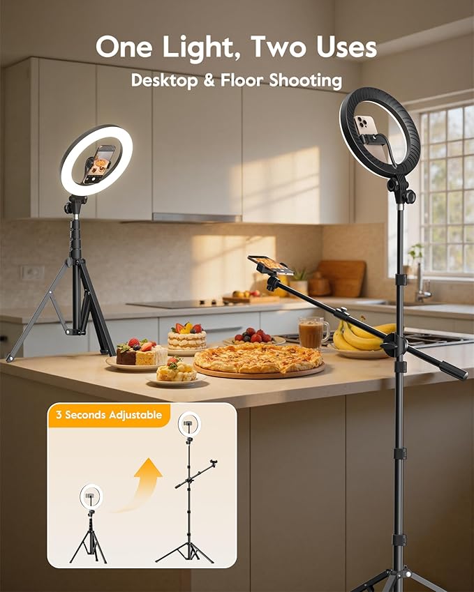 Soft Ring Light with Stand & Dual Phone Mount, LUXSURE Phone Tripod with Ring