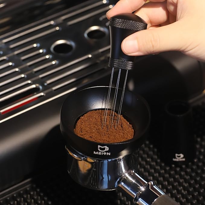 MEION Espresso Dosing Funnel and Puck Screen Set, Magnetic Coffee Funnel, Reusable Espresso Puck Screen, Espresso Tools Espresso Accessories (Black, 58mm)