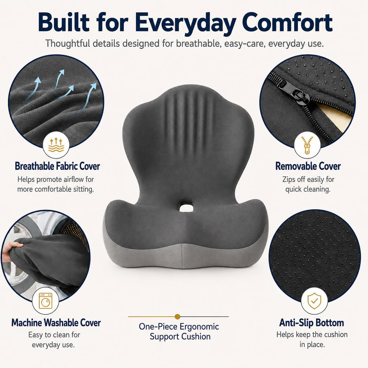 Ergonomic Seat Cushion for Office Chair with Lumbar Support