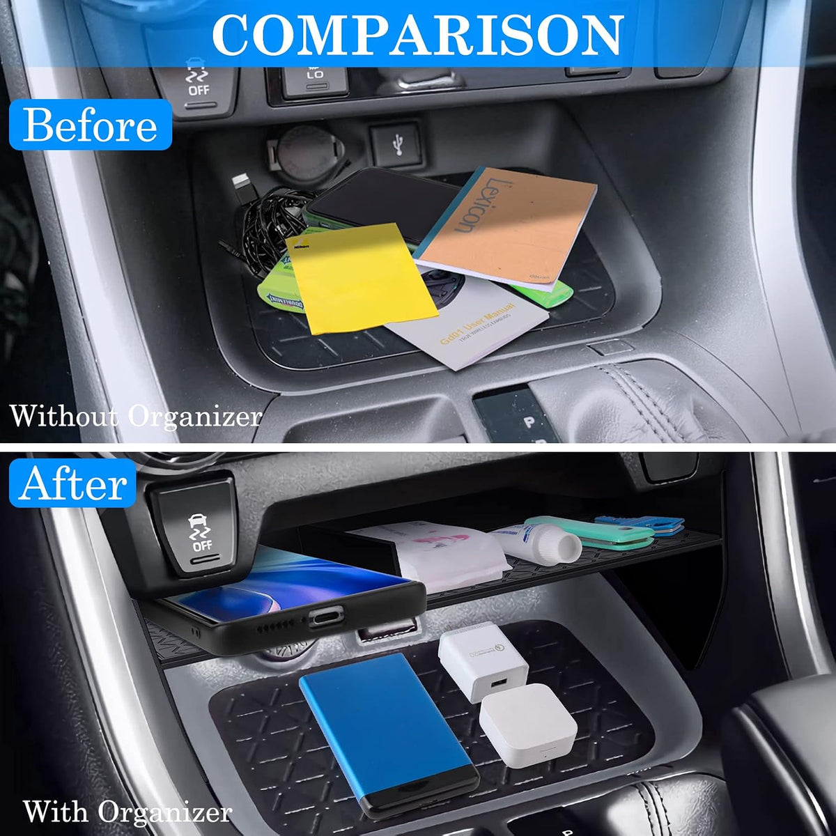 DIAMOOKY 3PCS Center Console Organizer for Toyota RAV4 2019-2025