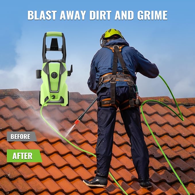 Electric Pressure Washer 5000PSI Max 4.0GPM with 33FT Flexible Extension Hose, 4 Nozzles, Foam Cannon, Power Washer Powered for Cars, Patios, Driveways, Deep Green