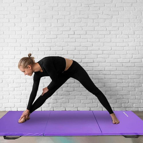 BalanceFrom Folding Gymnastics Mat - 6x2 Feet, 2-Inch Thick Vinyl Pad with Carrying Handles for Home Workouts | Yoga, Tumbling, Pilates, Martial Arts