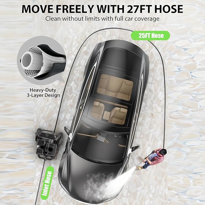 4200PSI Pressure Washer, 4.0GPM Heavy Duty Power Washer with 5 Quick Connect Nozzles, 25ft Flexible Hose and 0.5Gal Soap Tank, 212cc 7.0 HP Engine, EPA/CARB/ETL Compliant, Black