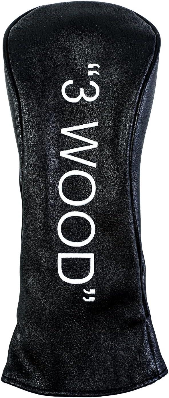 Golf Club Covers – Leather Driver Headcover, Fairway Wood, 3 Wood, Hybrid, Fits Mallet Blade Putter Head Covers Alignment Stick Cover