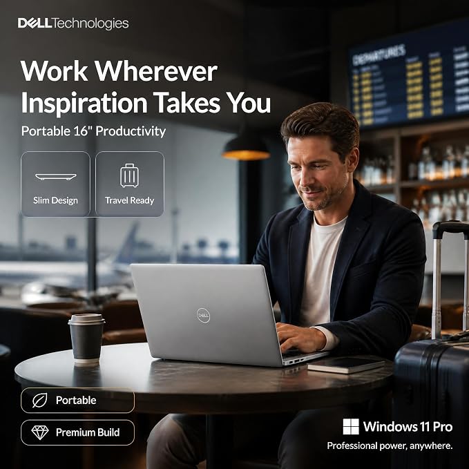 Dell 16 DC16251 Touchscreen Laptop, Intel 10-Core Core 7 150U (Up to 5.4 GHz), 16" FHD+ IPS 300 Nits Display, 32 GB DDR5 RAM, 1 TB SSD, Copilot AI, Fingerprint, Backlit KB, Wi-Fi 6E, Windows 11 Pro