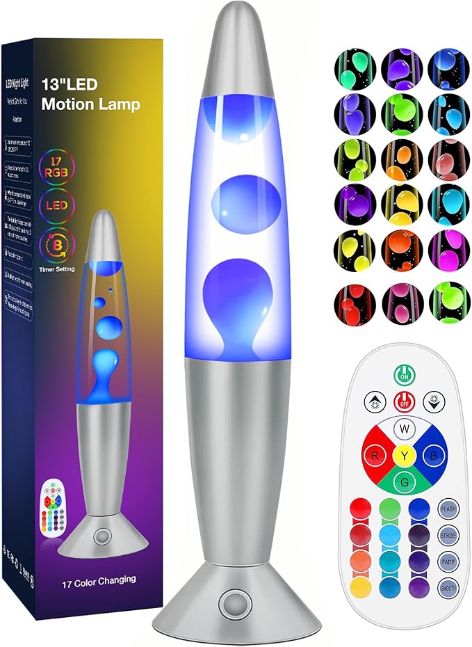 17 Colors Changing LED Liquid Motion Lamps with Remote - 13.5 Inch Liquid Night Light for Adults Teens, Relaxing Ambient Lighting for Home Décor, Valentine's Day Party Christmas Gifts for Women Men