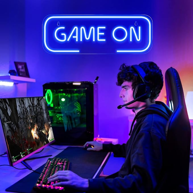 Kavaas Gaming Neon Sign, Game On Neon Sign