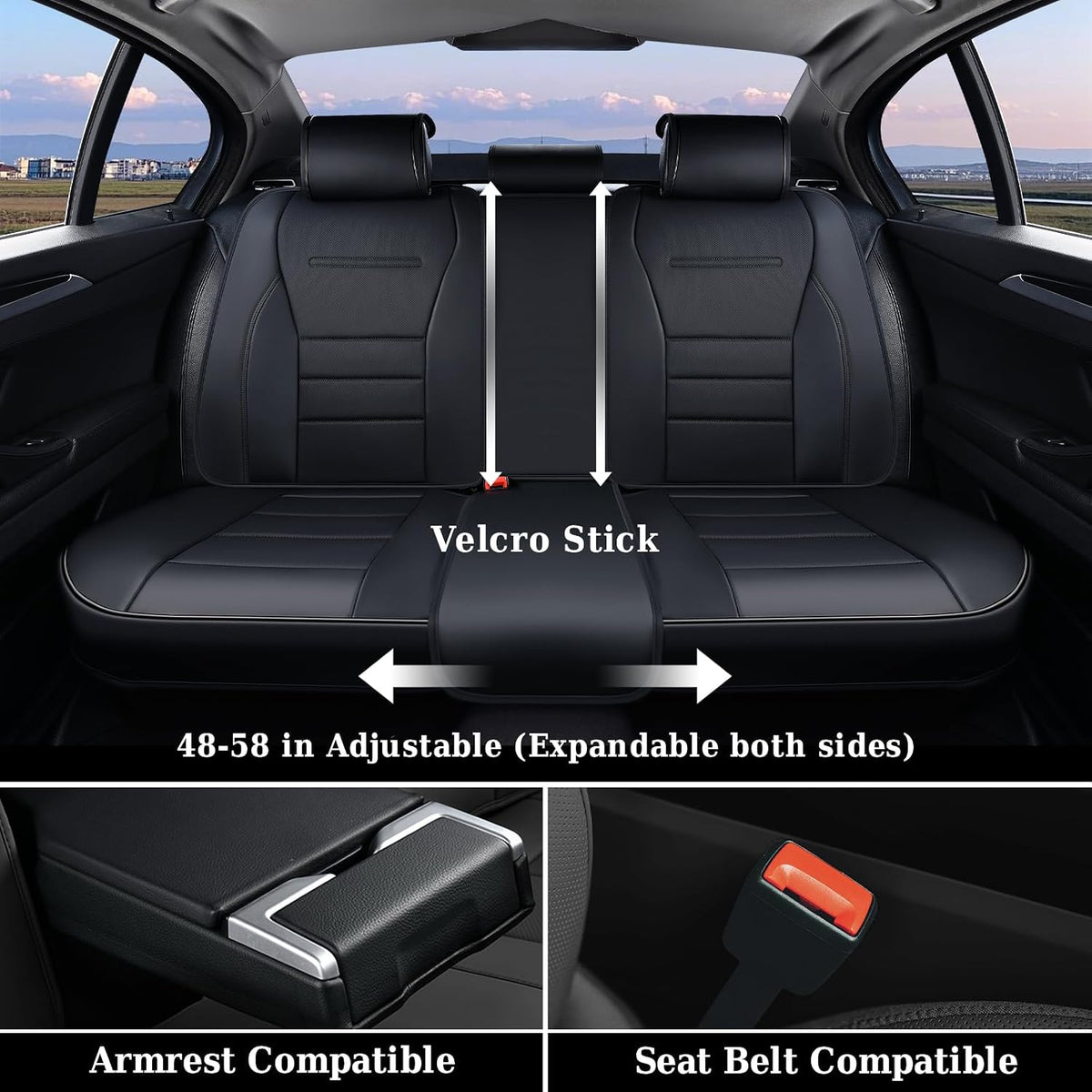 Coverado Seat Covers, Car Seat Covers Front Seats, Car Seat Protector Waterproof, Car Seat Cover, Car Seat Cushion Nappa Leather, Black Seat Covers for Cars Carseat Cover Universal Fit for Most Cars