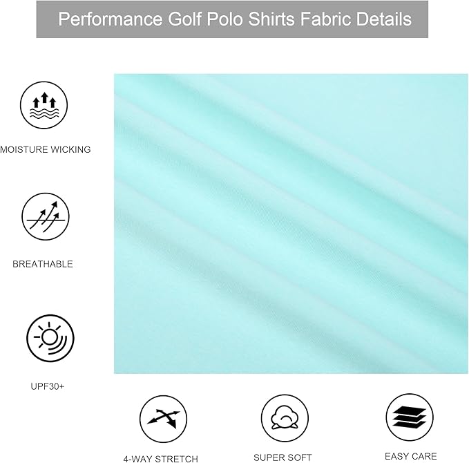 Alex Vando Mens Golf Shirt Moisture Wicking Quick-Dry Short Sleeve Casual Polo Shirts for Men