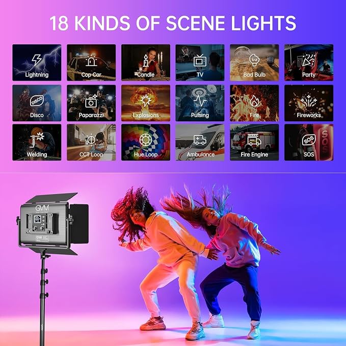 GVM 1300D RGB Video Light with Softbox, 65W LED Video Lighting Kit,