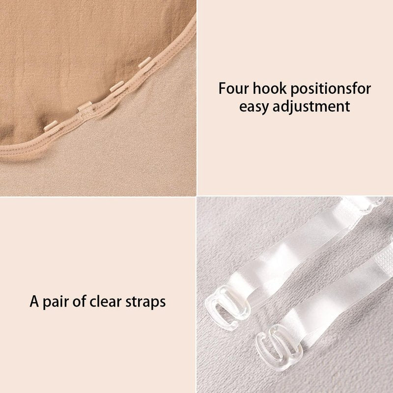 Tegmk Women and Girls Seamless Nude Leotard Camisole Dance Leotard for Ballet Undergarment Leotard with Clear Straps(FT3A12)