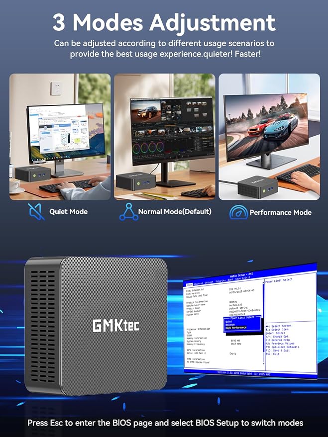 GMKtec G3S Mini PC Computers Intel N95 Processor (Turbo 3.4GHz) | 8GB DDR4 256GB SSD Desktop Computer 4K Dual HDMI Display/3x USB3.2/WiFi 5 BT5.0/RJ45 Ethernet