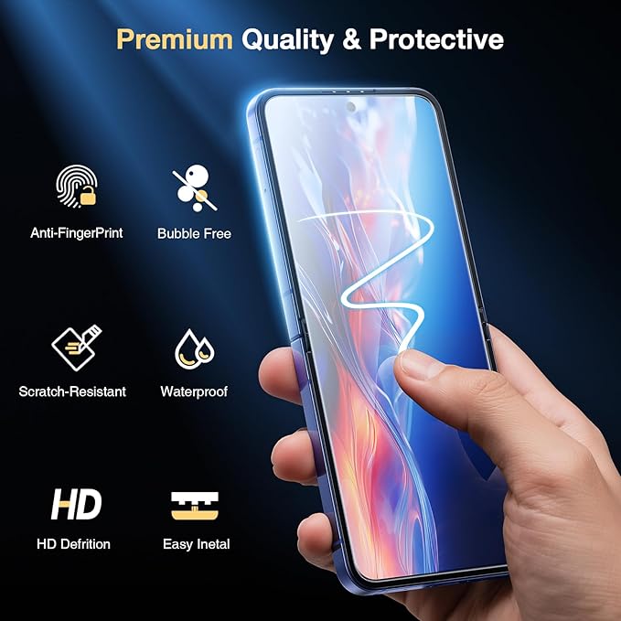 【2+2+2】EGV for Samsung Galaxy Z Flip 7 Screen Protector, Self-Healing Soft TPU
