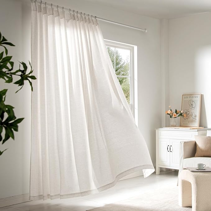 Memory Trained Pinch Pleated Curtains 100 Inches Long, Viral Linen Pinch Pleat