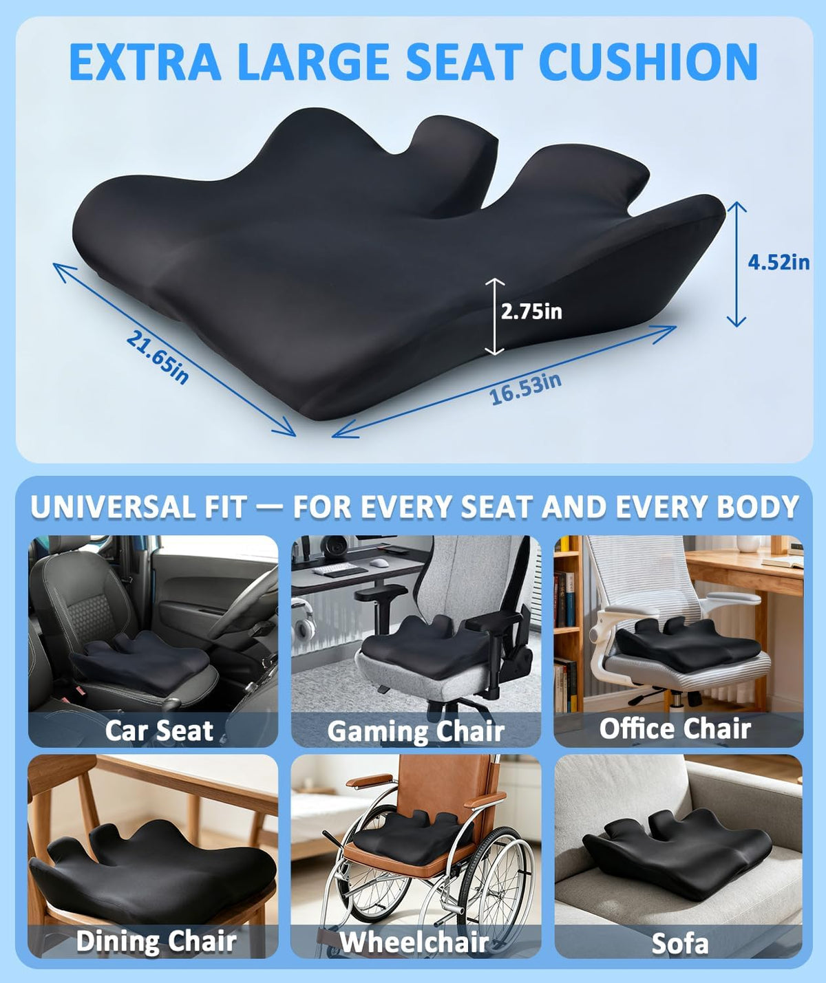 Seat Cushion for Car, Office Chair Cushion for Butt Tailbone Pain Relief