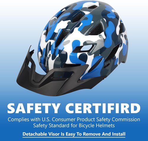 Bavilk Kids Bike Helmet - Adjustable & Lightweight with LED Light | Multi-Sport for Cycling, Skating & Scooters (19.7"-22.4")