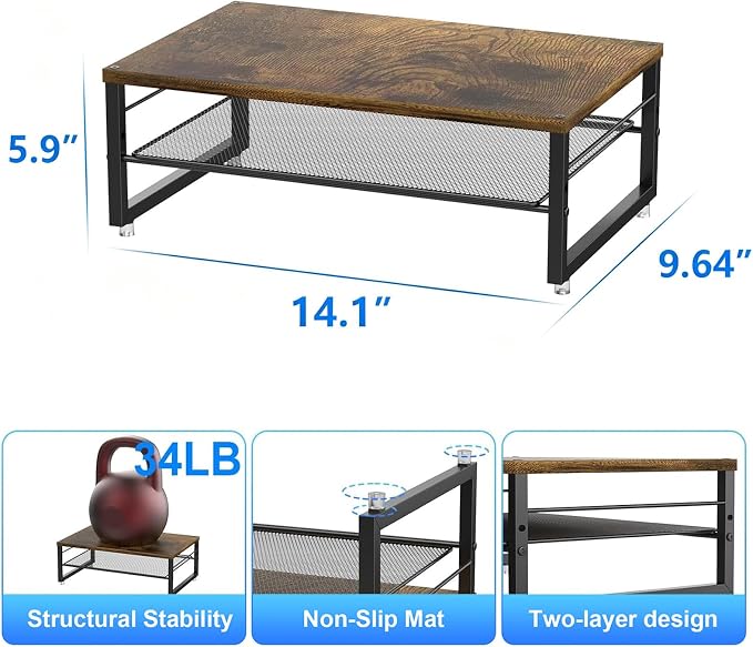 gianotter 2-Tier Metal Monitor Stand Riser, Desk Organizer