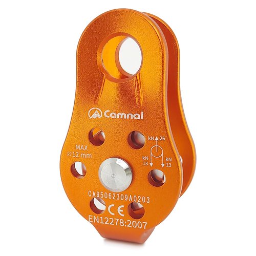 26KN Climbing Fixed Plate Micro Pulley, General Purpose Small Single Sheave Hauling Pulley for Rock Climbing, Rappelling, Zipline Sports Etc (Orange, Pack of 1)