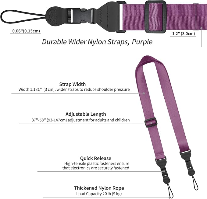 FIEIL Adjustable Shoulder Strap, Nylon Camera Strap, Comfortable Neck Strap