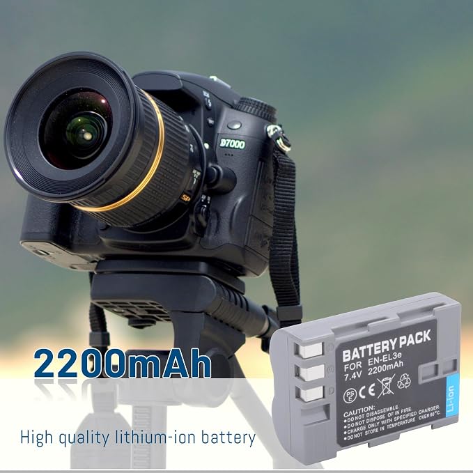 2-Pack EN-EL3e Battery with USB-C Dual Charger Compatible with Nikon D50