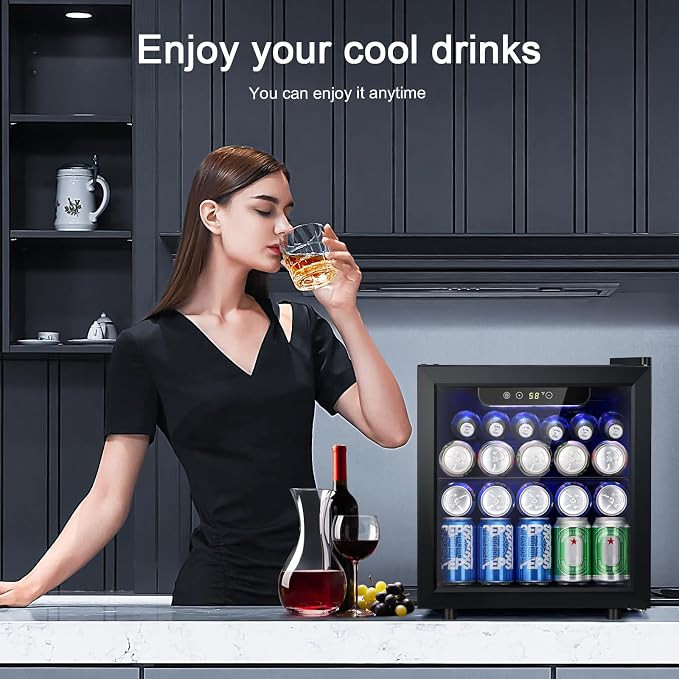 Antarctic Star 12 Bottle/48 Can Beverage Refrigerator, Wine Cooler/Cabinet, Mini Drink Fridge, Clear Front Glass Door Counter Top Red Cellar Beer Soda Bar Quiet Compressor Freestanding 1.3 cu.ft. | 12 Bottle 48 Can capacity, Low Noise Clear Glass Door,...