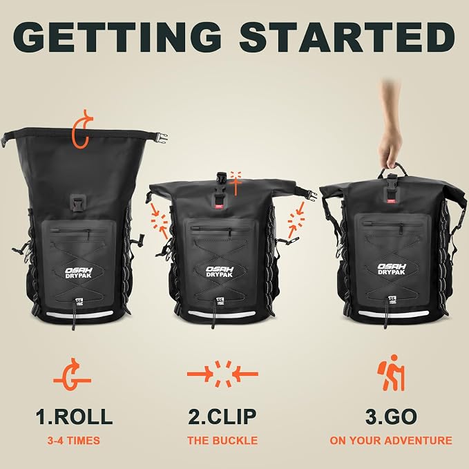 OSAH DRYPAK Waterproof Backpack Dry Bag 25L/35L/55L/85L – Heavy Duty Roll-Top