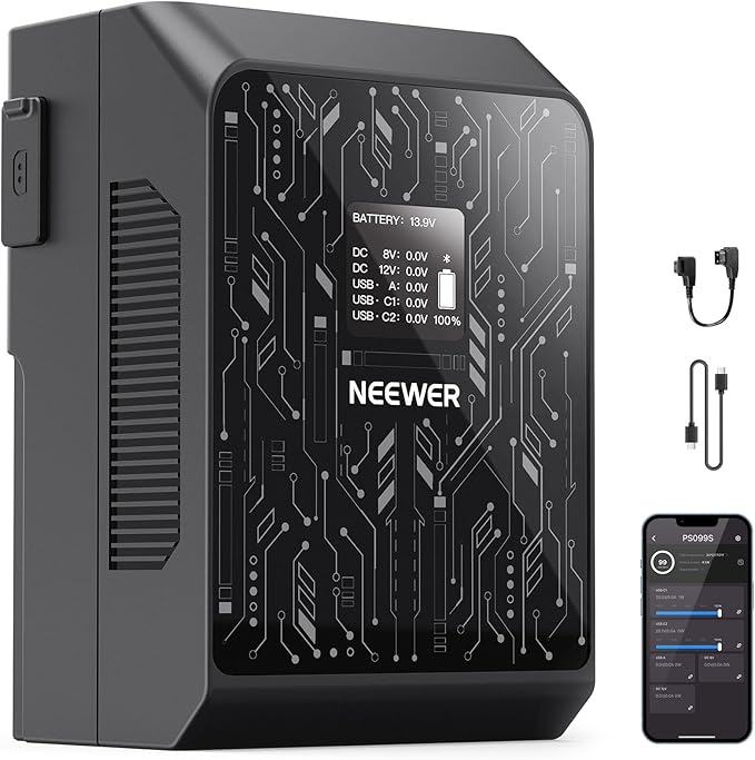NEEWER Smart Mini V Mount Battery NEEWER APP Control, 6800mAh 99Wh 14.5V
