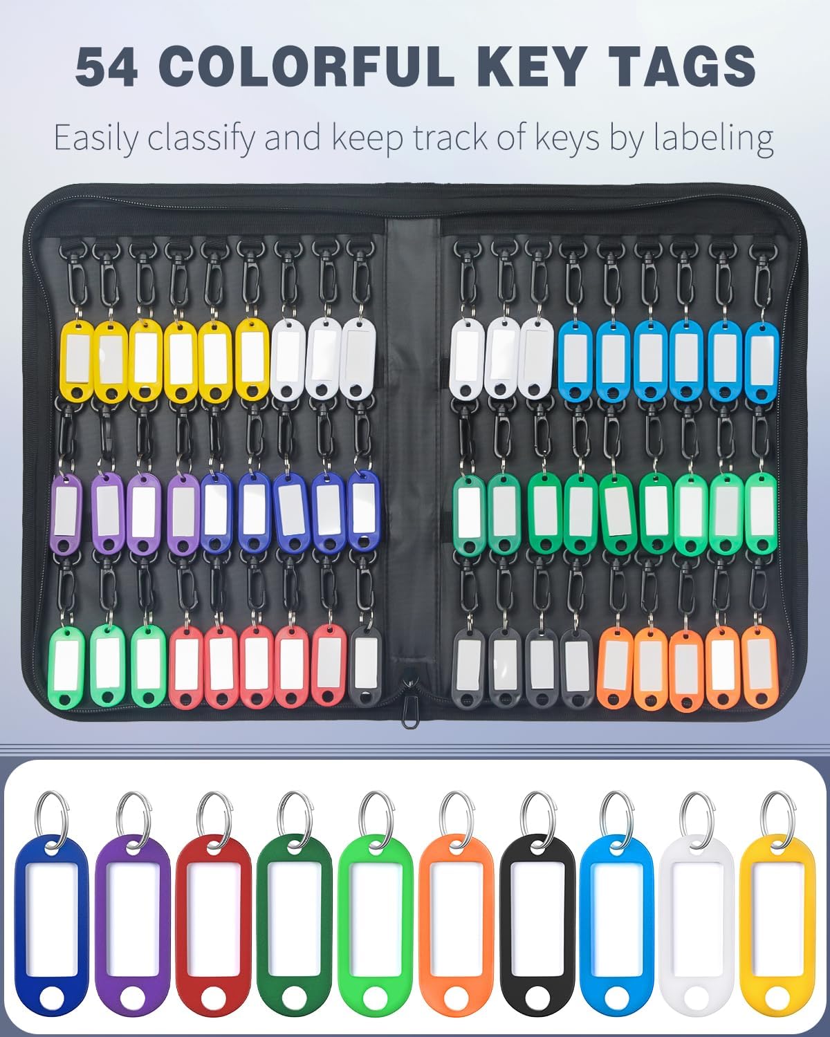 Uniclife 54-Hook Portable Key Organizer,Zippered Key Case for Offices