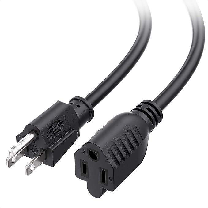 [ETL Listed] Cable Matters 16 AWG Heavy Duty 13A Power Extension Cord - 20ft, 3 Prong Power Cord Extension, NEMA 5-15P to NEMA 5-15R, Black