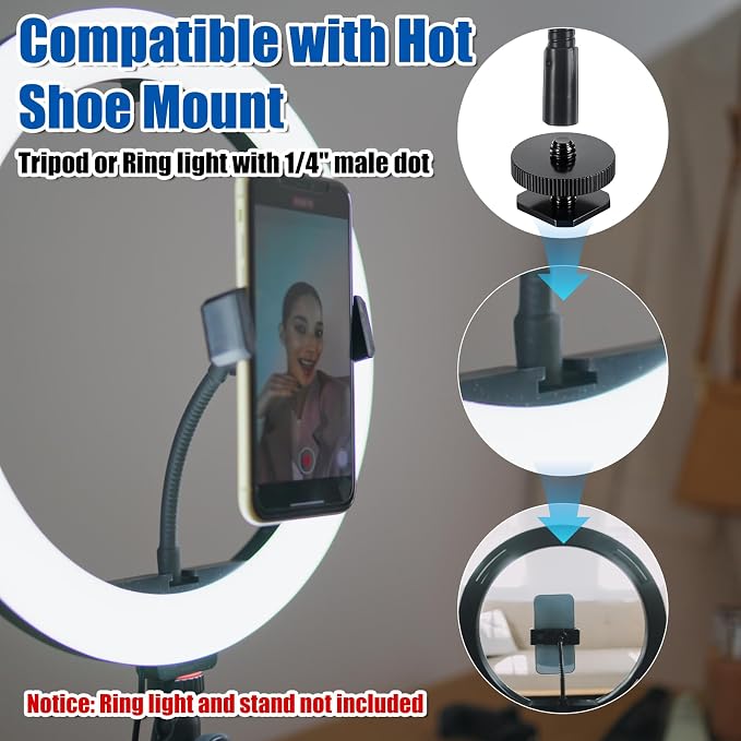 Universal Phone Holder for Ring Light, Ring Light Phone Holder 1/4" and Hot