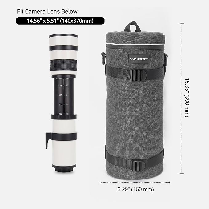 Camera Lens Case Bag for Photographyers, Zipper Waterproof Lens Protective