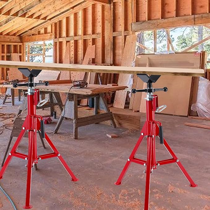Garvee V Head Pipe Jack Stand,1/8 in-12 in Capacity,Adjustable Height 28 in -52 in, 2500 LB,Heavy Duty Carbon Steel Body More Durable, Folding Portable Pipe,Steel Jack Stands