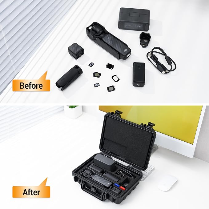 KIWIFOTOS Waterproof Hard Case for DJI Osmo Pocket 4 3 Creator/Power Expansion