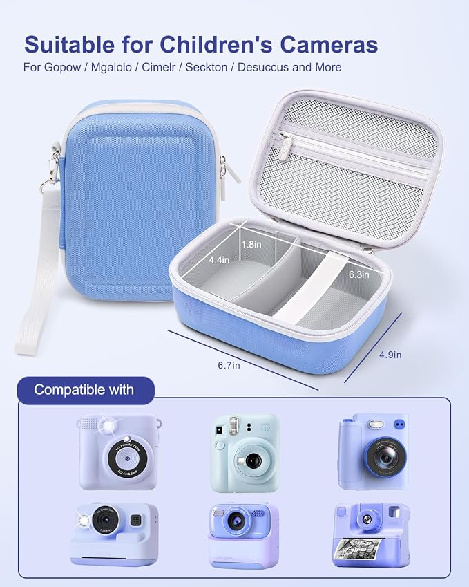 Kids Instant Print Camera Case, Shockproof Storage Bag Compatible