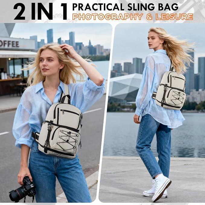 RAINSMORE Camera Bag, DSLR & Mirrorless Camera Sling Bag