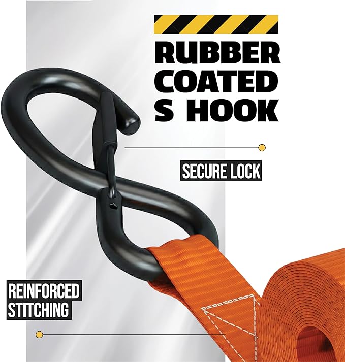AUGO Retractable Ratchet Straps | 2 Heavy Duty Ratchet Straps Self Retractable Tie Downs with Soft Loops & Storage Bag for Motorcycle, Truck, Trailer, Cargo Van | 3000 Lb Break Strength 2” x 10’