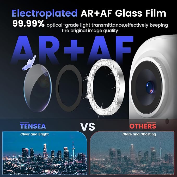 Tensea for iPhone 16 / iPhone 16 Plus Camera Lens Protector, 9H Tempered Glass