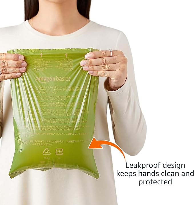 Amazon Basics Premium Leak Proof Dog Poop Bags with Dispenser and Leash Clip, Lavender Scented, 13" x 9", 810 Count (54 Rolls of 15)