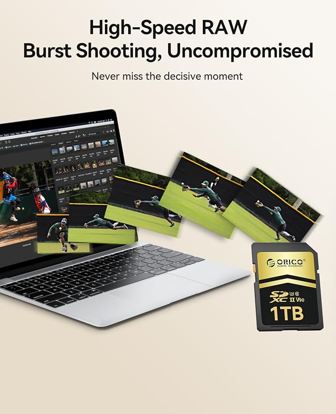 ORICO 256GB SD Card V90 UHS-II Memory Card, 300MB/s Read 250MB/s Write