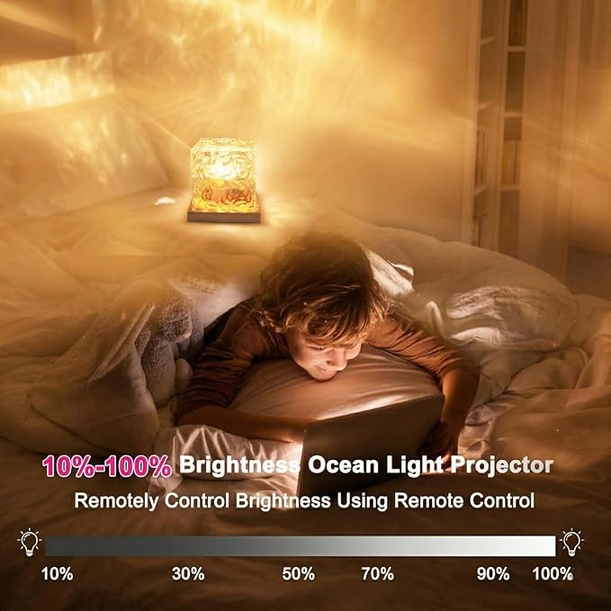 RICHMYC Ocean Wave Projector Light, 16 Colors Gradual Rotating Water Lamp with Remote Control, Beach Decor Sea Themed Northern Lights Projector for Office Bedroom Bar Restaurant(Plug in 4.7in)