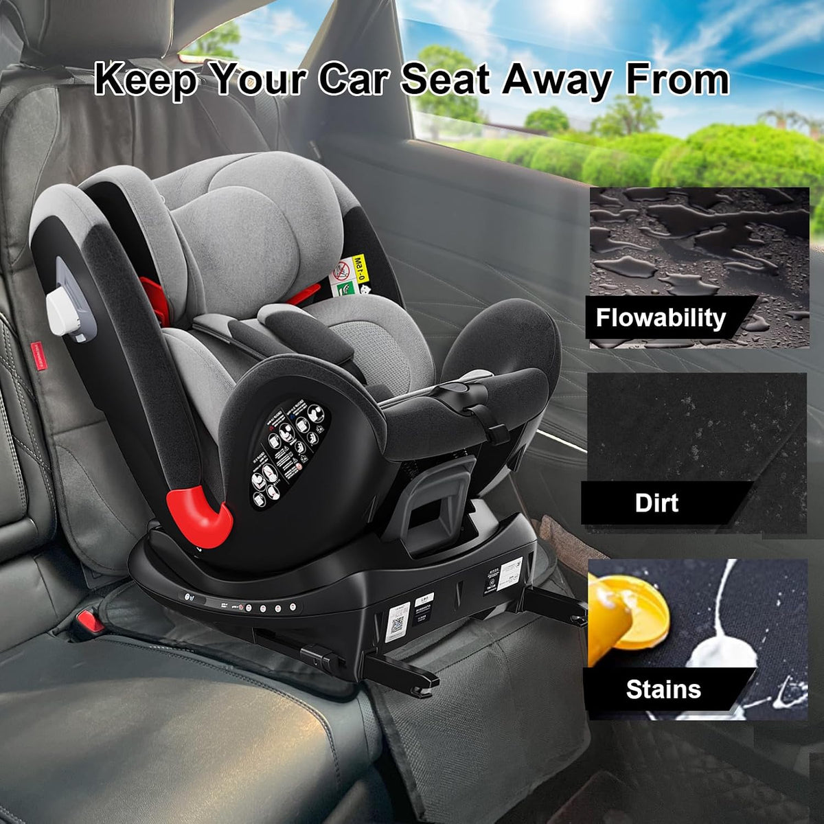 MORROLS Car Seat Protector for Child,2 Pack Car Seat Cushion,Waterproof Fabric Car Seat Covers for Non-Slip Backing Mesh Pockets for Baby,Pet,SUV, Sedan and Trunk(Black)