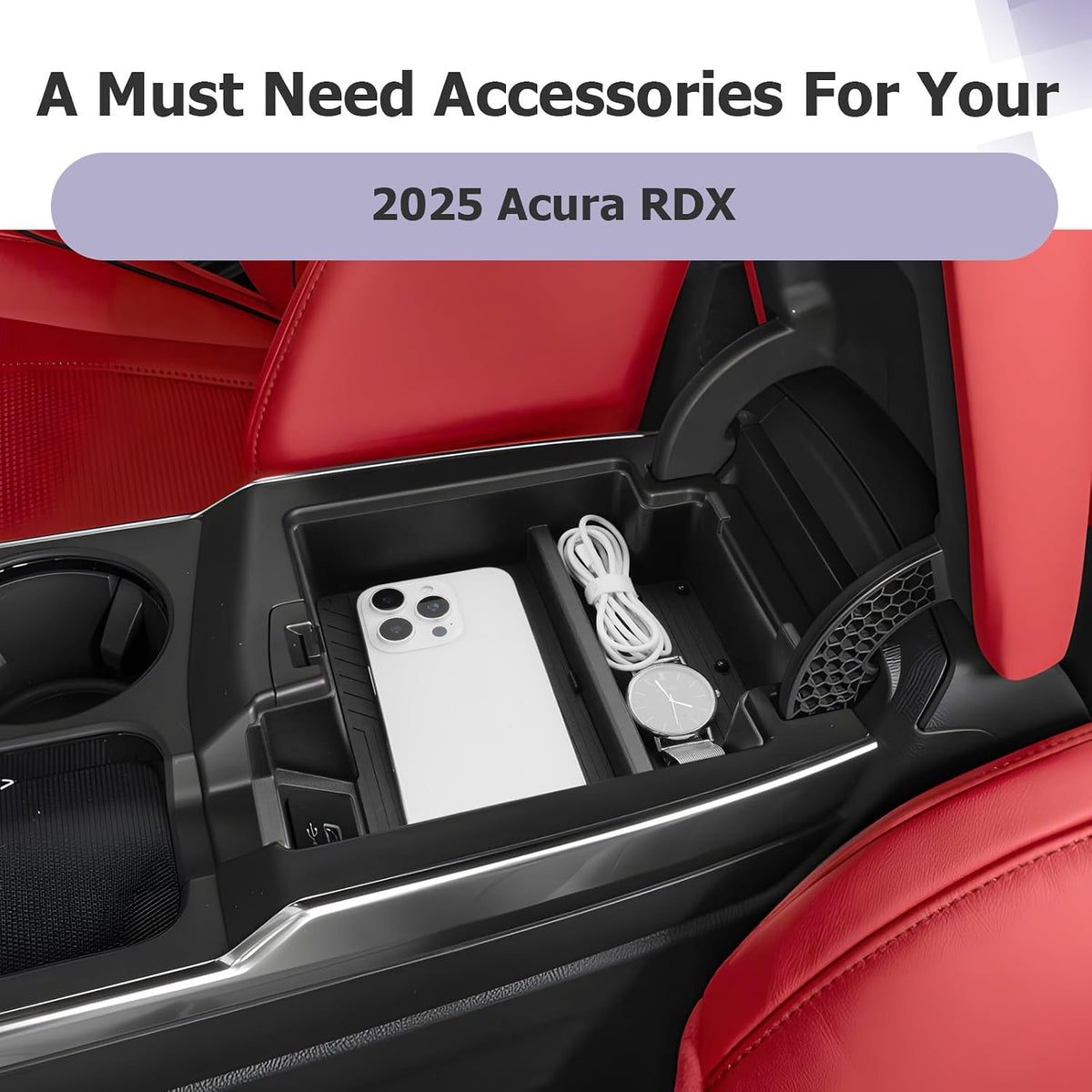 LUWU 2025 2026 A cura RDX Center Console Organizer Compatible with 2025 2026 A cura RDX Accessories Armrest Console Organizer Armrest Insert Tray Black-Trim