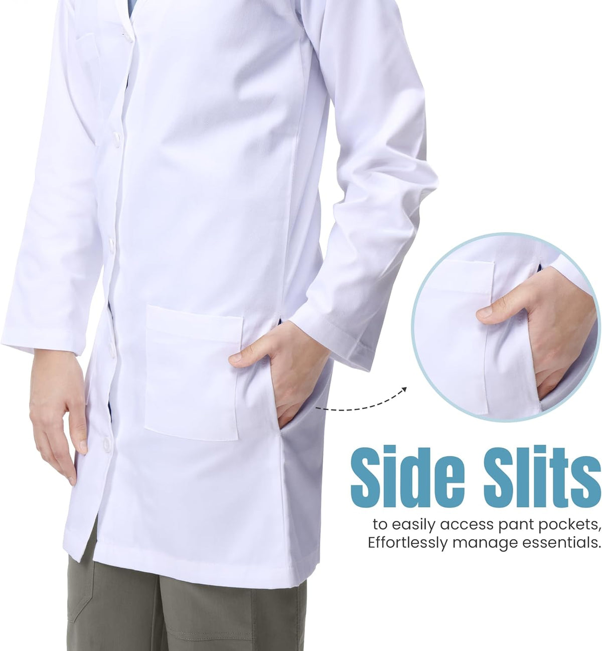 NY Threads Professional White Lab Coat - Long Sleeve Medical Coat for Men | Durable & Stylish
