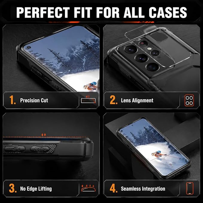 2 Pack Galaxy S21 Ultra Screen Protector, HD Clear Tempered Glass, 2 Pack
