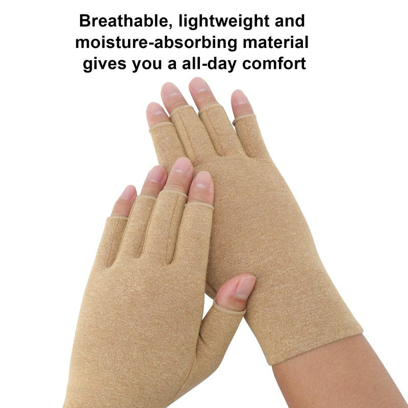 Senkary 3 Pairs Compression Arthritis Gloves Fingerless Carpal Tunnel Pain Relief Gloves for Women Men, Wrist Brace Hand Support for Swelling, Trigger Finger, Crocheting, Typing