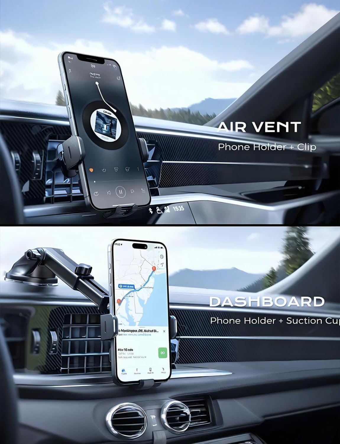 Wireless Car Charger, 15W Fast Charging Car Phone Holder